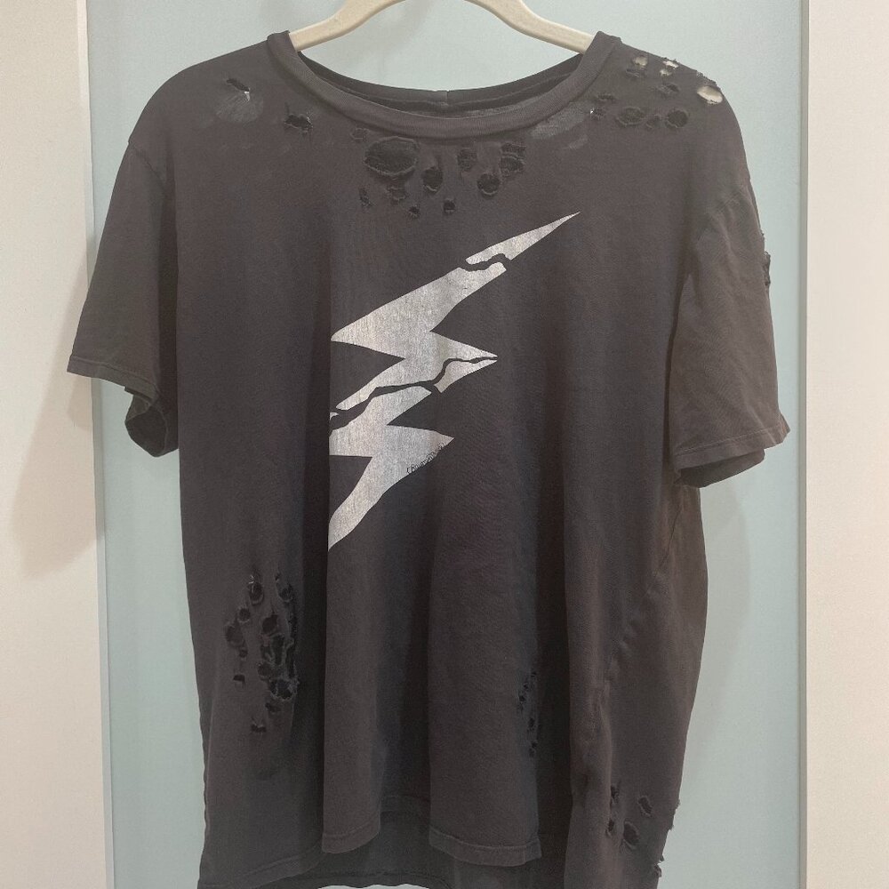 Lauren Moshi Lightening Distressed T-shirt Size M